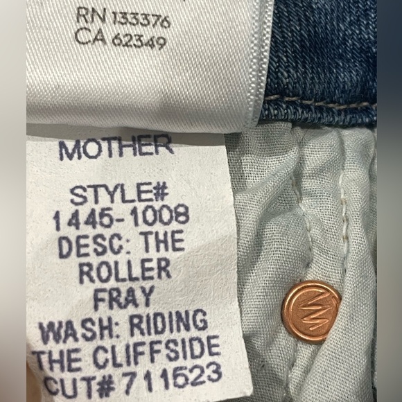 Mother The Roller Fray Wide Leg Jeans Mid Rise Riding Cliffside Size 28 x 31” - Picture 7 of 10